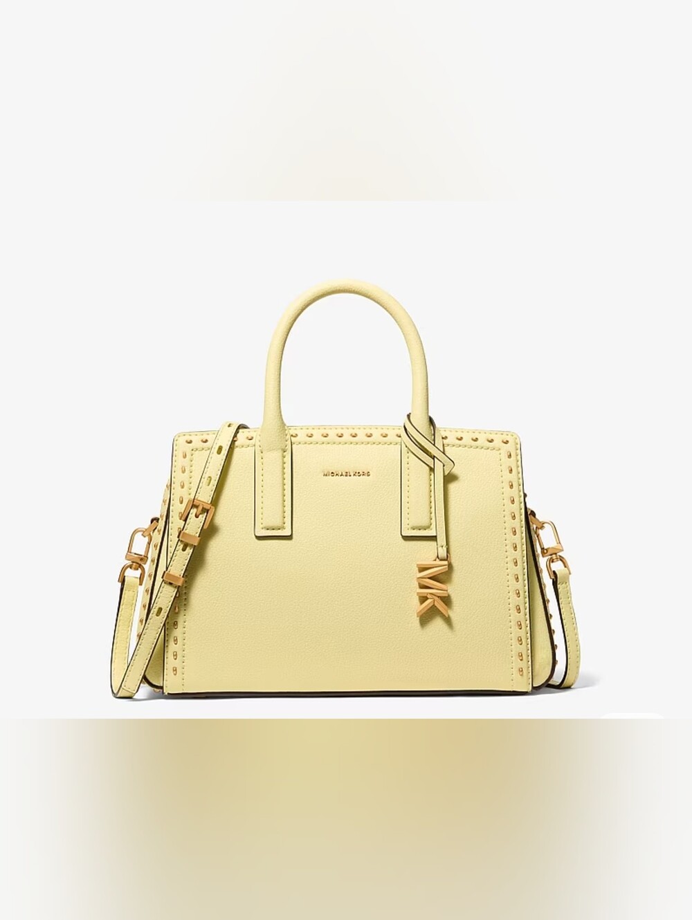 (354) NWT MICHAEL MICHAEL KORS Laila Studded Leather Satchel, Size S